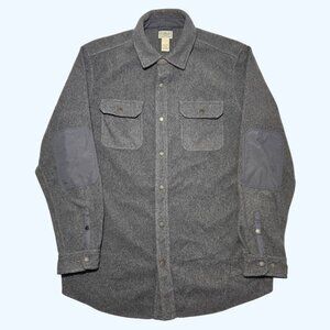 L.L. Bean Allagash Fleece Overshirt Jacket Shirt Gray Large Tall Button Up